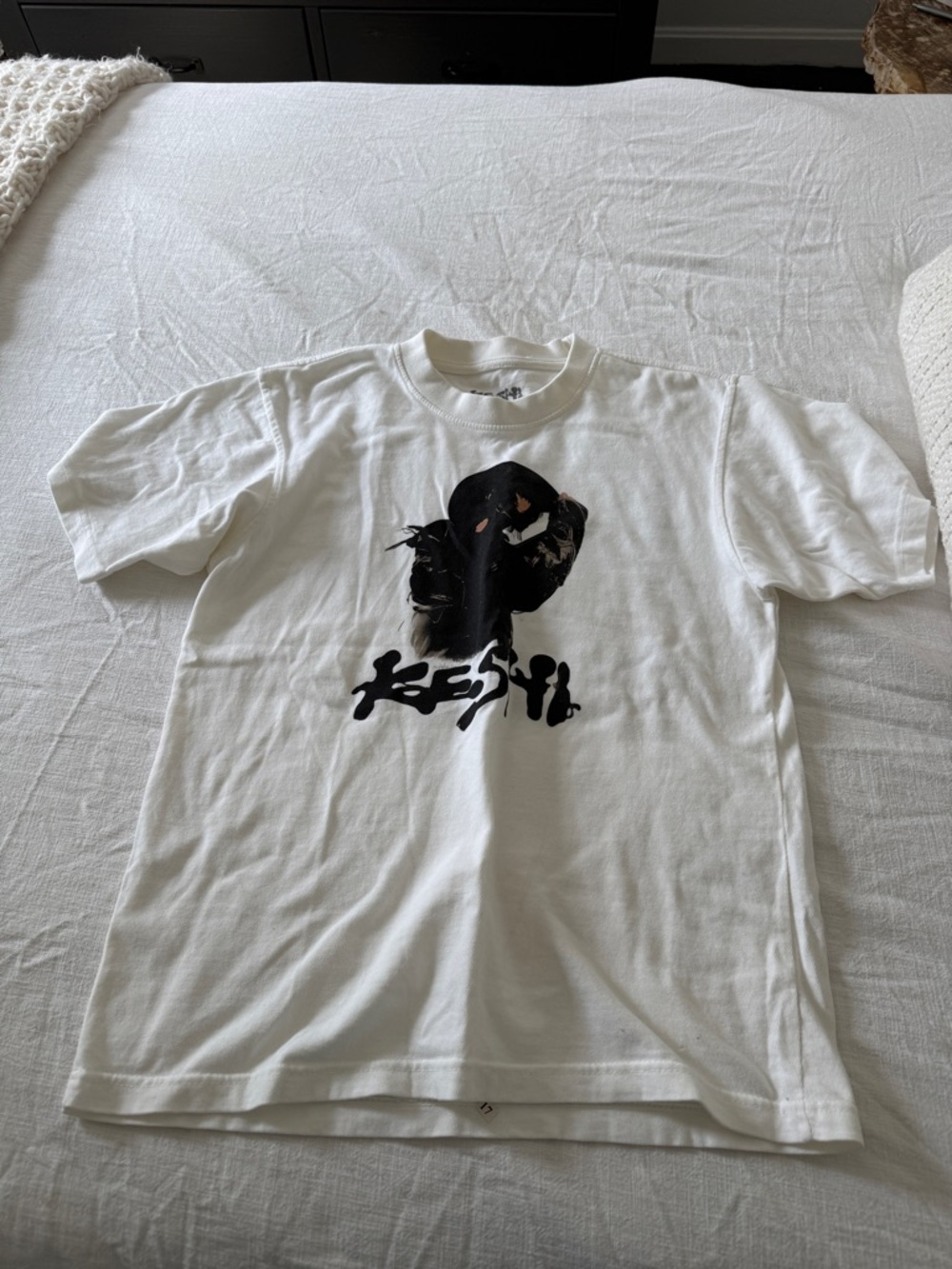 KESHI MERCH White Graphic Tee with Black Print